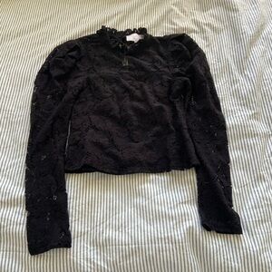 Audrey Parks x Francesca’s High Neck Lined Lace Long Puff Sleeve Top Size XS